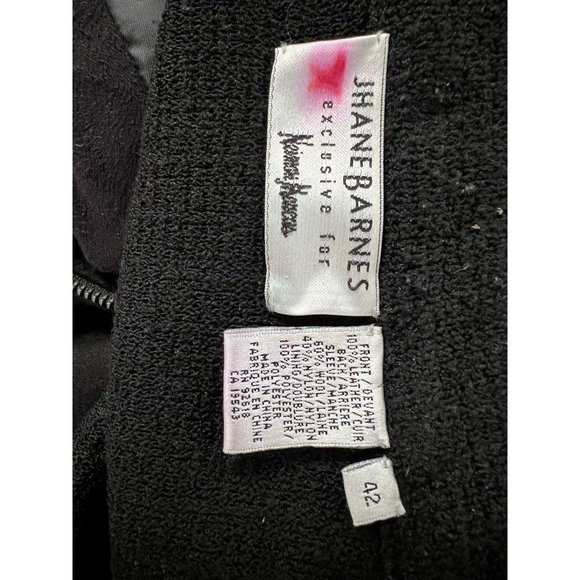 Jhane Barnes Mens Sweater Coat Black Pockets Collared Front Zipper Leather 42 - Picture 12 of 12